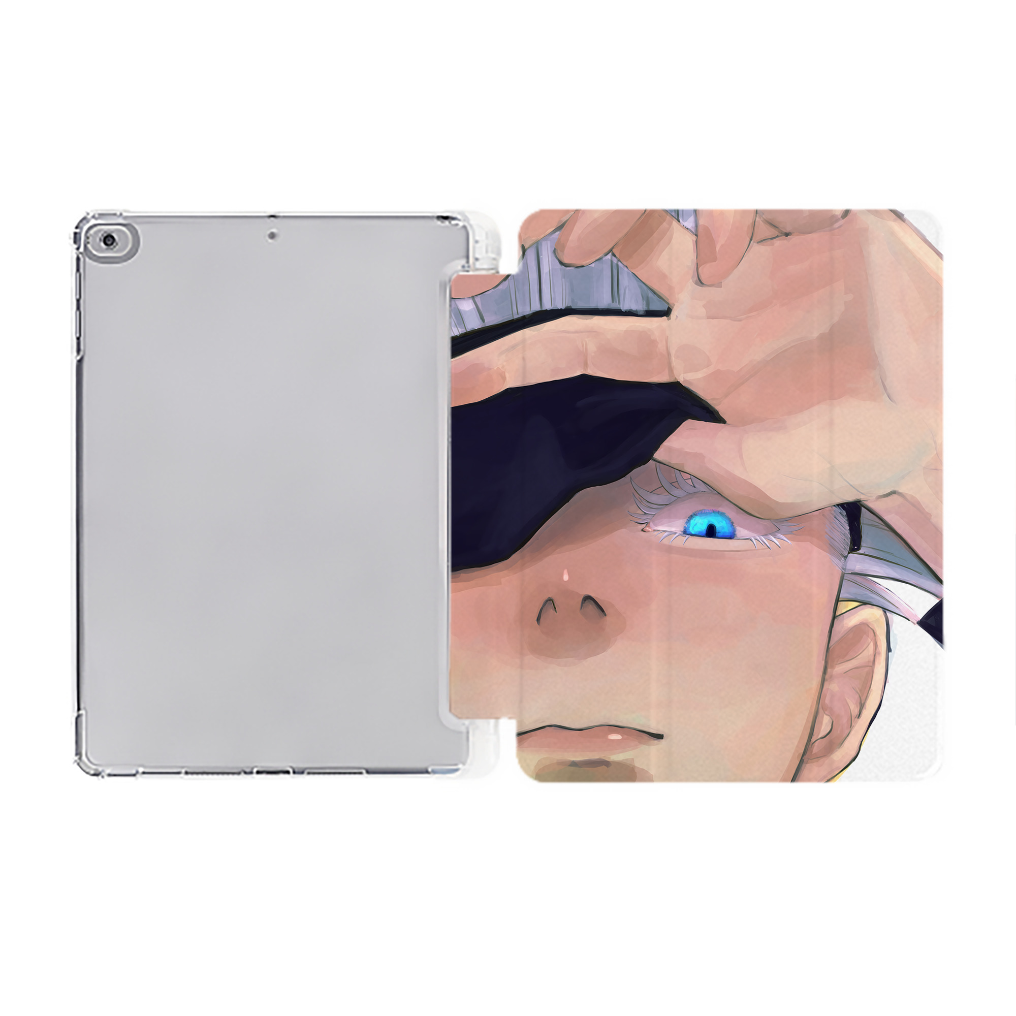 （画像用） 呪術廻戦 Jujutsu Kaisen IPad ケース ペン収納付き 三つ折りスタンド PUレザー×シリコン 対応機種9.5/10.5/10.9インチ
